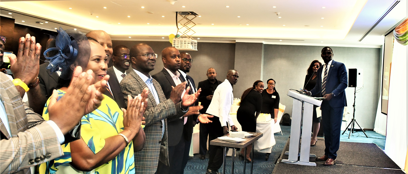 Chief Guest Hon. Simon Chelugui - Fmr. CS Co-operatives and other dignitaries witnessing the launch of New NSSF SACCO Logo.